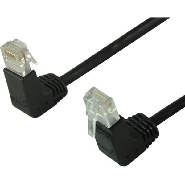 1' CAT5e (350 MHz) UTP Network Cable - Down-Up Angled Connectors - Black